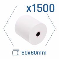 Pack 1500 rollos papel térmico sin BPA 80x80mm