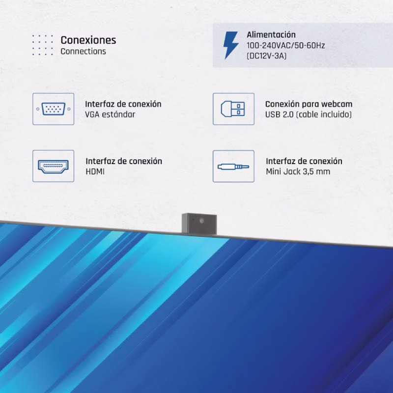 iggual Monitor 24" 120Hz 1ms HDMI VGA MM AA webcam - Imagen 4