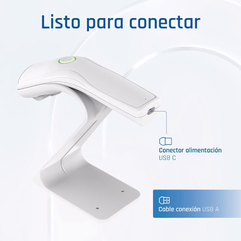 iggual Lector código barras 2D USB botón blanco - Imagen 2
