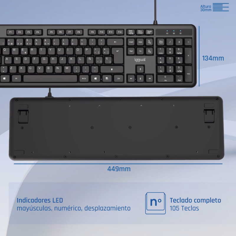 iggual teclado usb estándar ck office 105t negro