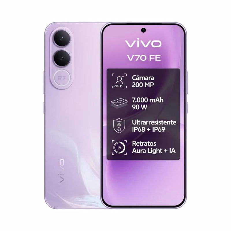 VIVO V70 FE 8Gb 512Gb 6.83" Bundle Ch90w+ Buds3 Purpura - Imagen 2